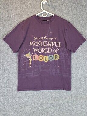 Disney Parks 100 Wonderful World Of Color Tinkerbell T-Shirt Purple Medium